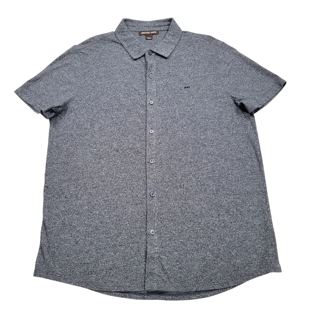 Men's Michael Kors Short Sleeve Button Down Shirt, Large, Blue Heather, PreOwned